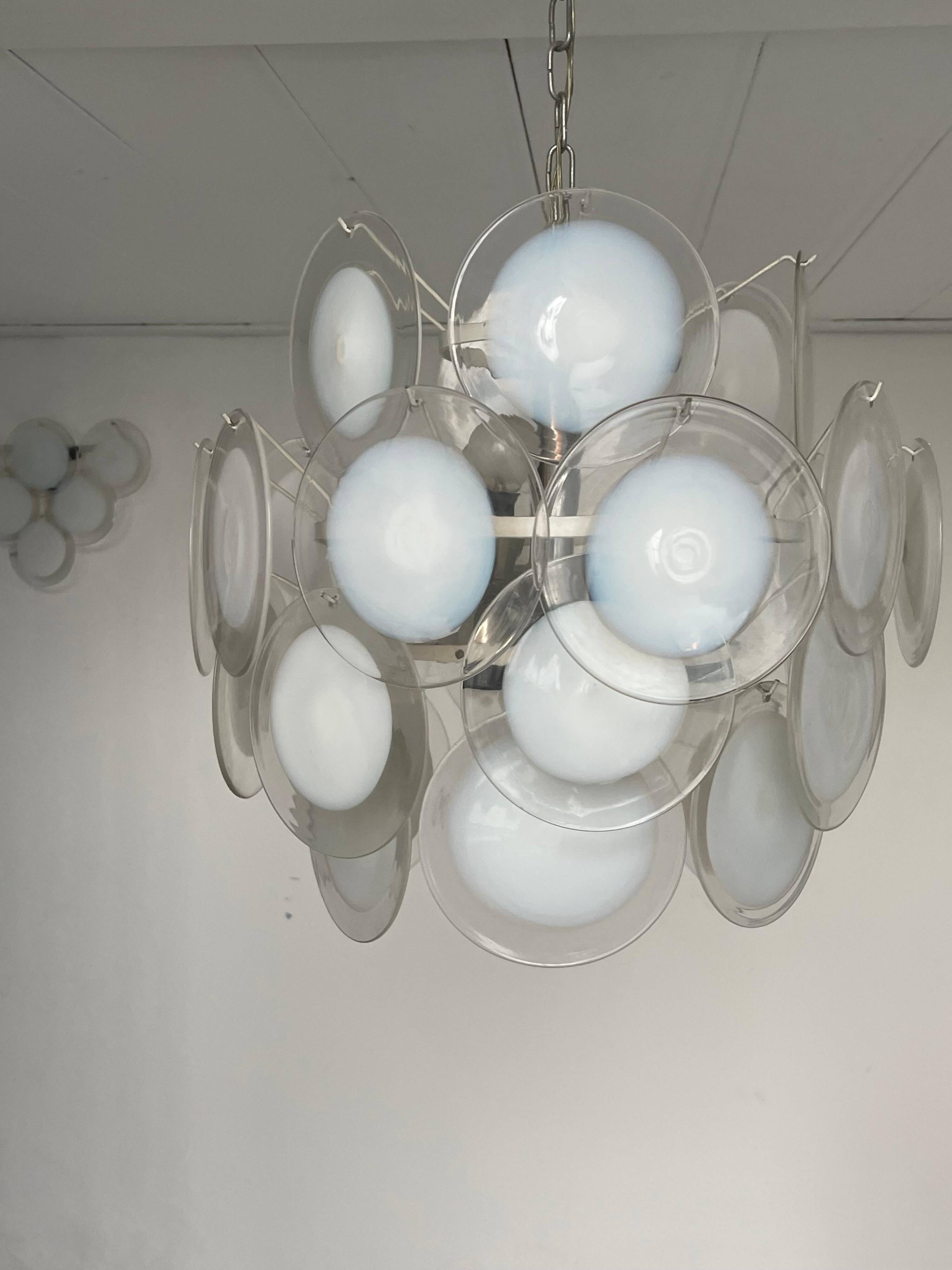 Vintage 1960s Murano Chandelier, Big Size, Dining Room Decorative Lamp, Vistosi
