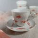 6 flowery white Bavarian porcelain cups & saucers, Seltmann Weiden 1950