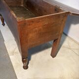 Large antique oak chest with turned legs