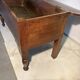Large antique oak chest with turned legs