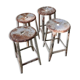 Set of 4 metal stools.