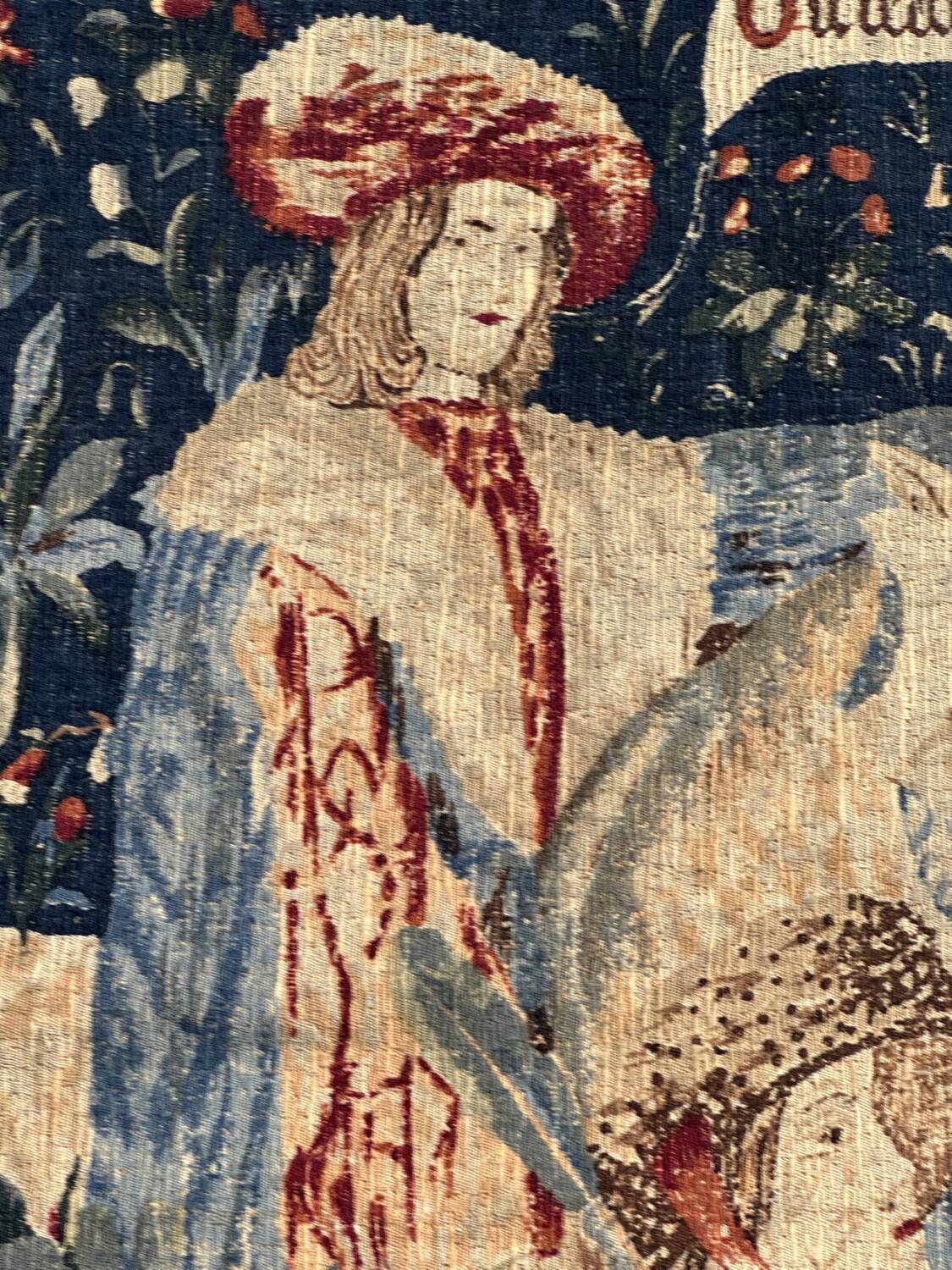 Vintage tapestry hand-screen printed in France