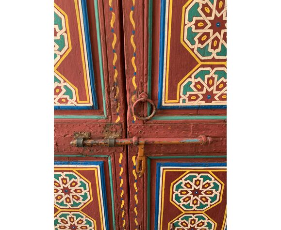 Moroccan door of hand-carved wooden riad
