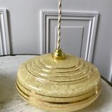 Suspension en verre de clichy jaune et liseré doré années 40-50