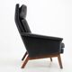 Fauteuil à dossier haut en cuir teck 1970, Danemark