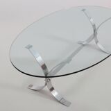 Glass and steel coffee table – 1970s modernist design