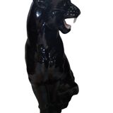 Black panther in ceramic imposing & transformable into lamp Italy circa 1970 Hollywood Regency