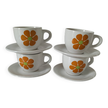 Ensemble de 4 tasses et soucoupes, 1970