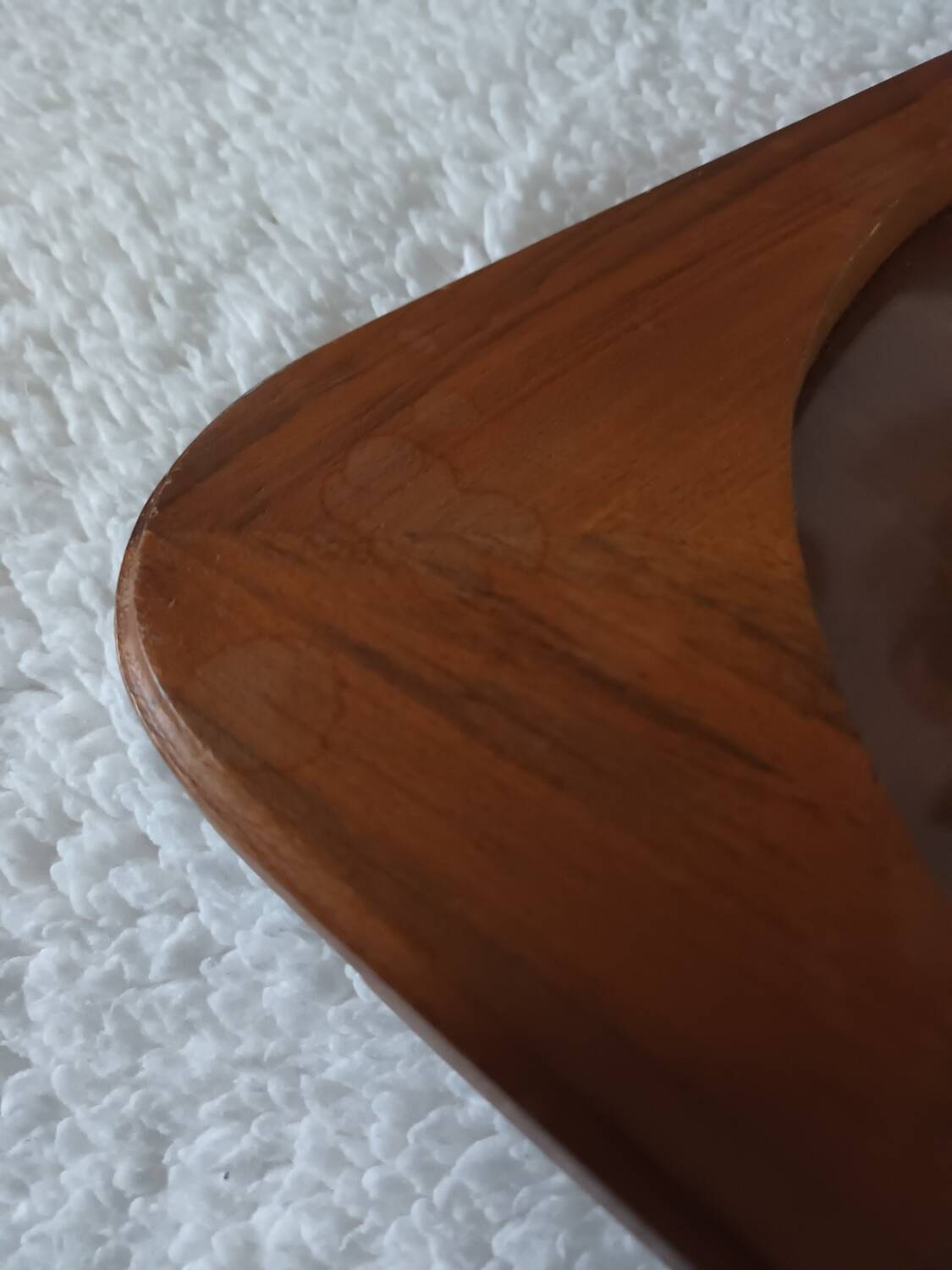 Oval wooden tray with glass and artisanal marquetry from the 70s.