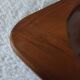 Oval wooden tray with glass and artisanal marquetry from the 70s.