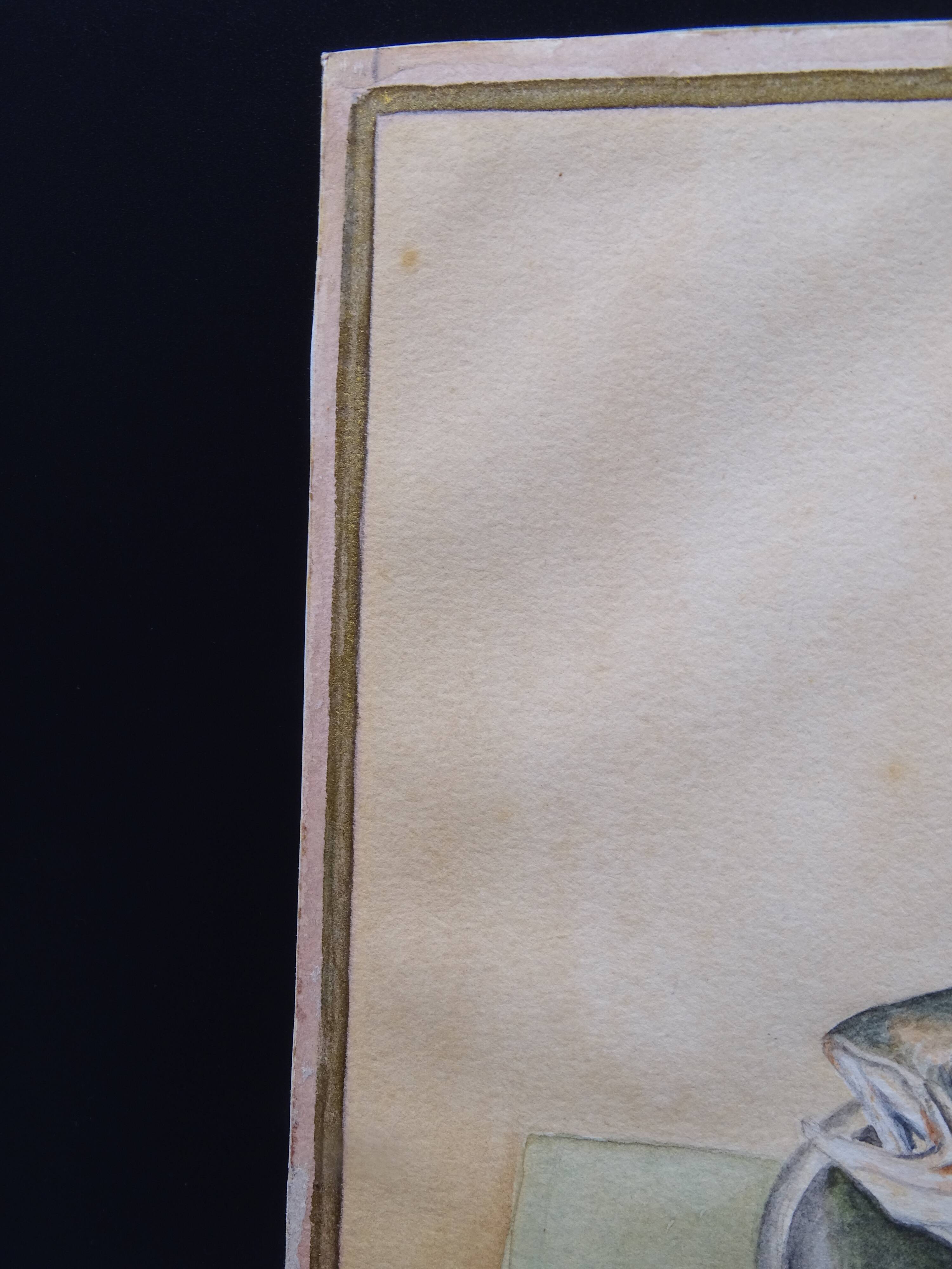 Still life with Pisces, lemon and knife by Louis Chavannes - Watercolor dated 1945