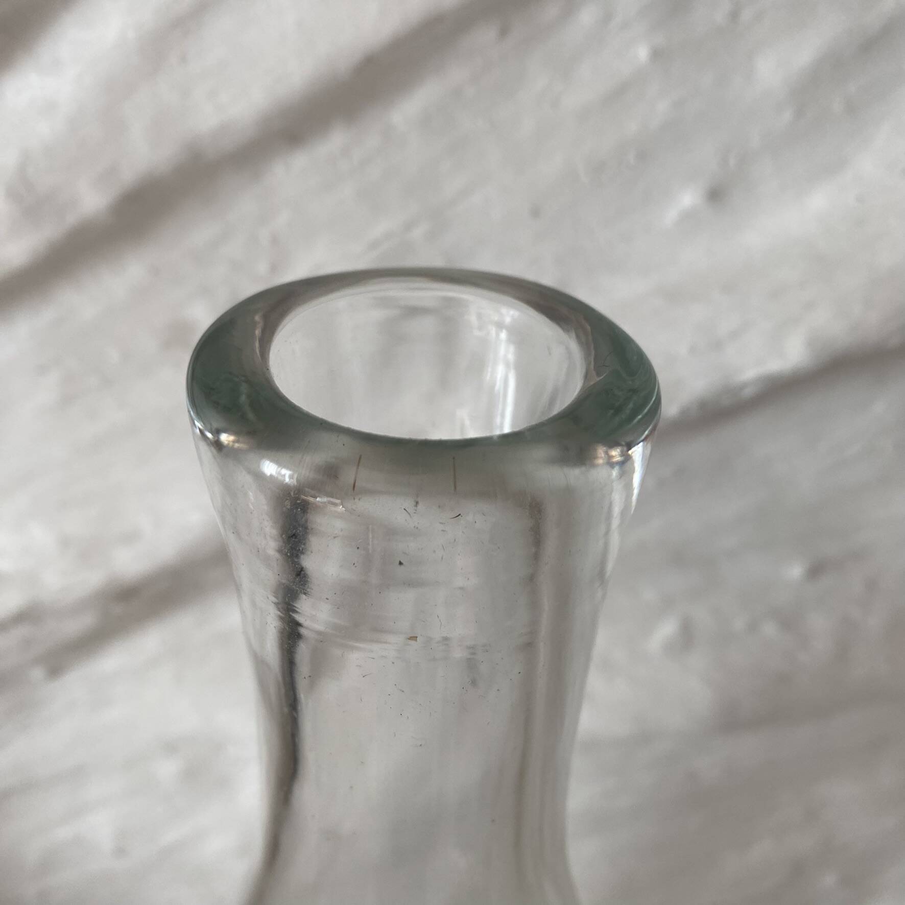 Large Dansk glass carafe, vintage Scandinavian design, ball stopper.