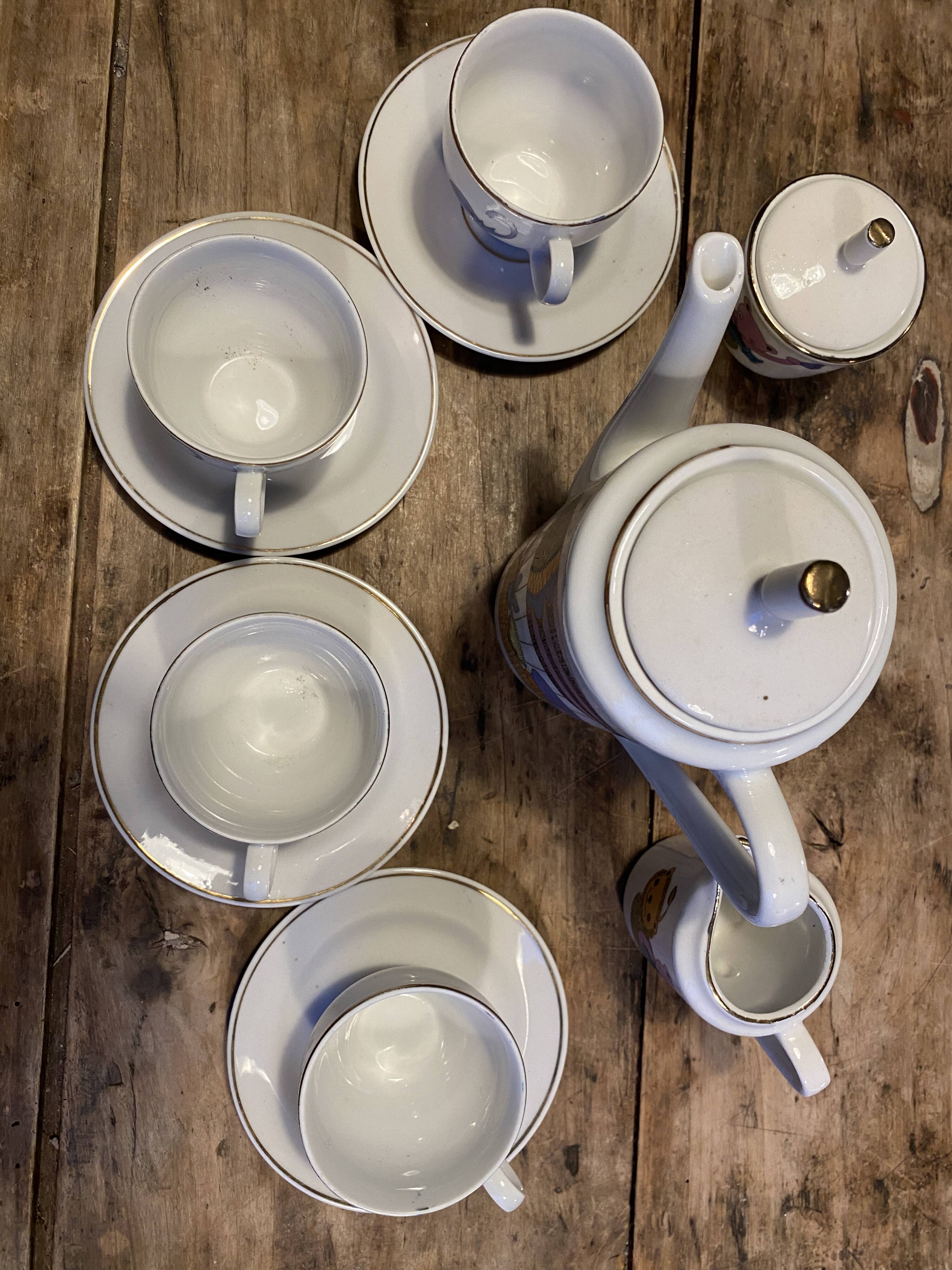 Old vintage porcelain tea set