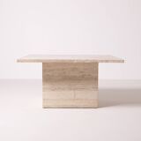 Postmodern travertine stone coffe table, Italy, 1980s