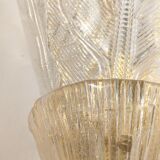 Pair of Barovier & Toso Murano Foglia d’Oro wall sconces, 1980s