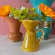 Vintage art deco vase in pink and gold ceramic
