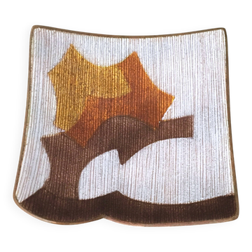 Cendrier en cuivre laqué marron et blanc / Vide-Poche par Del Campo, Italie