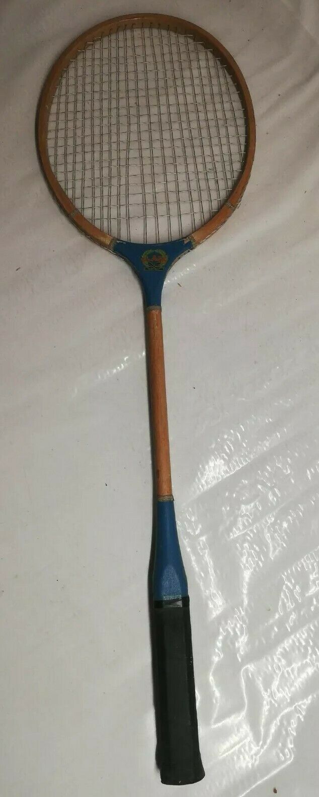 Vintage blue flash wood badminton racket