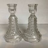 Pair of old Val Saint Lambert art deco candlesticks