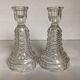 Pair of vintage candlesticks Val Saint Lambert Art Deco