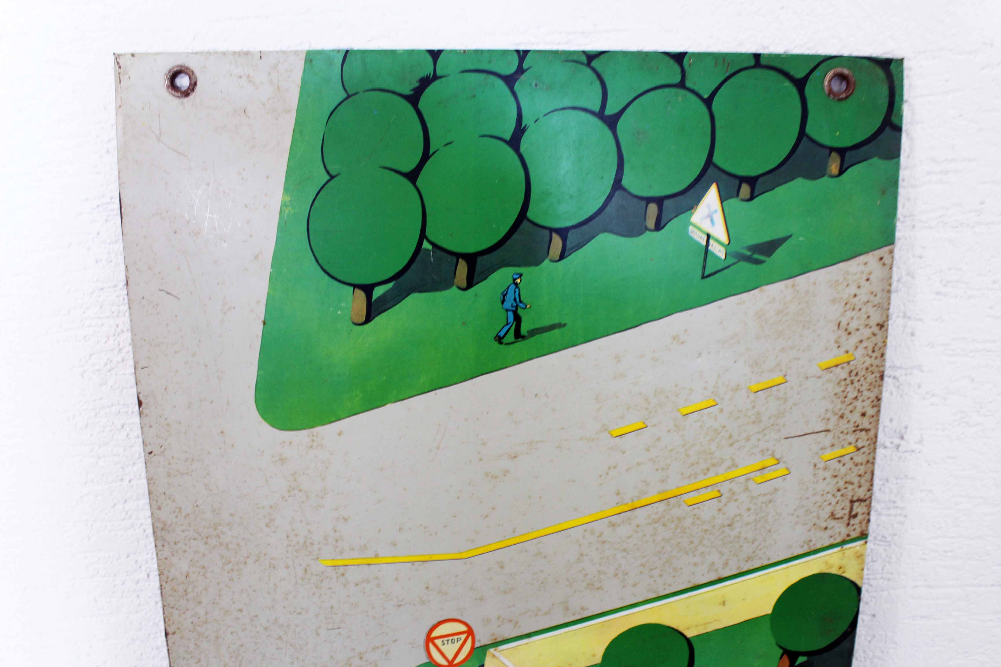 "Codaimant" metal pedagogical poster on the road code