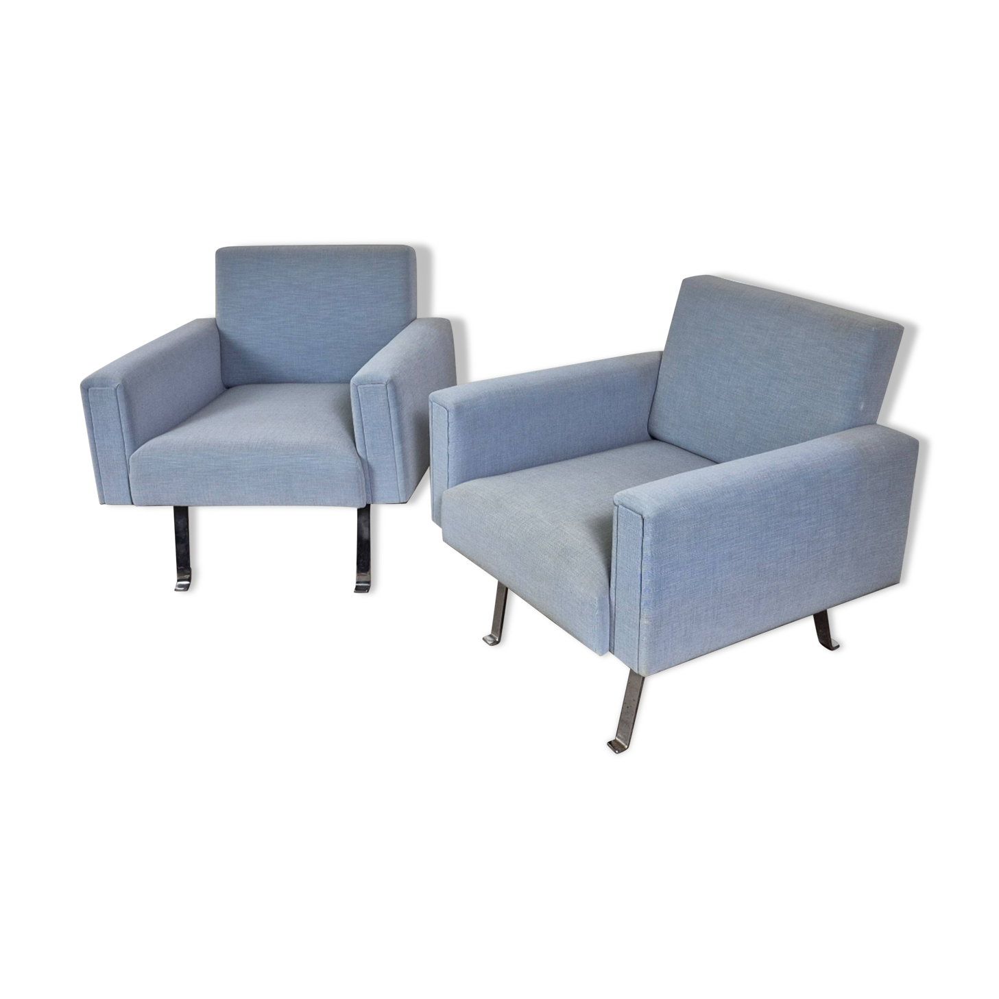 Set of 2 mid-century blue arm chairs, Germany 1950s