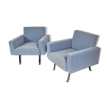 Set of 2 mid-century blue arm chairs, Germany 1950s