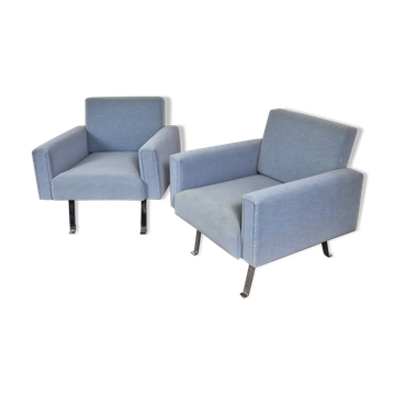 2 blue armchairs, Germany 1950s