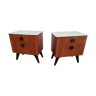 Pair of Czech bedside tables, vintage nightstands, Halabala, Scandinavian style 1950