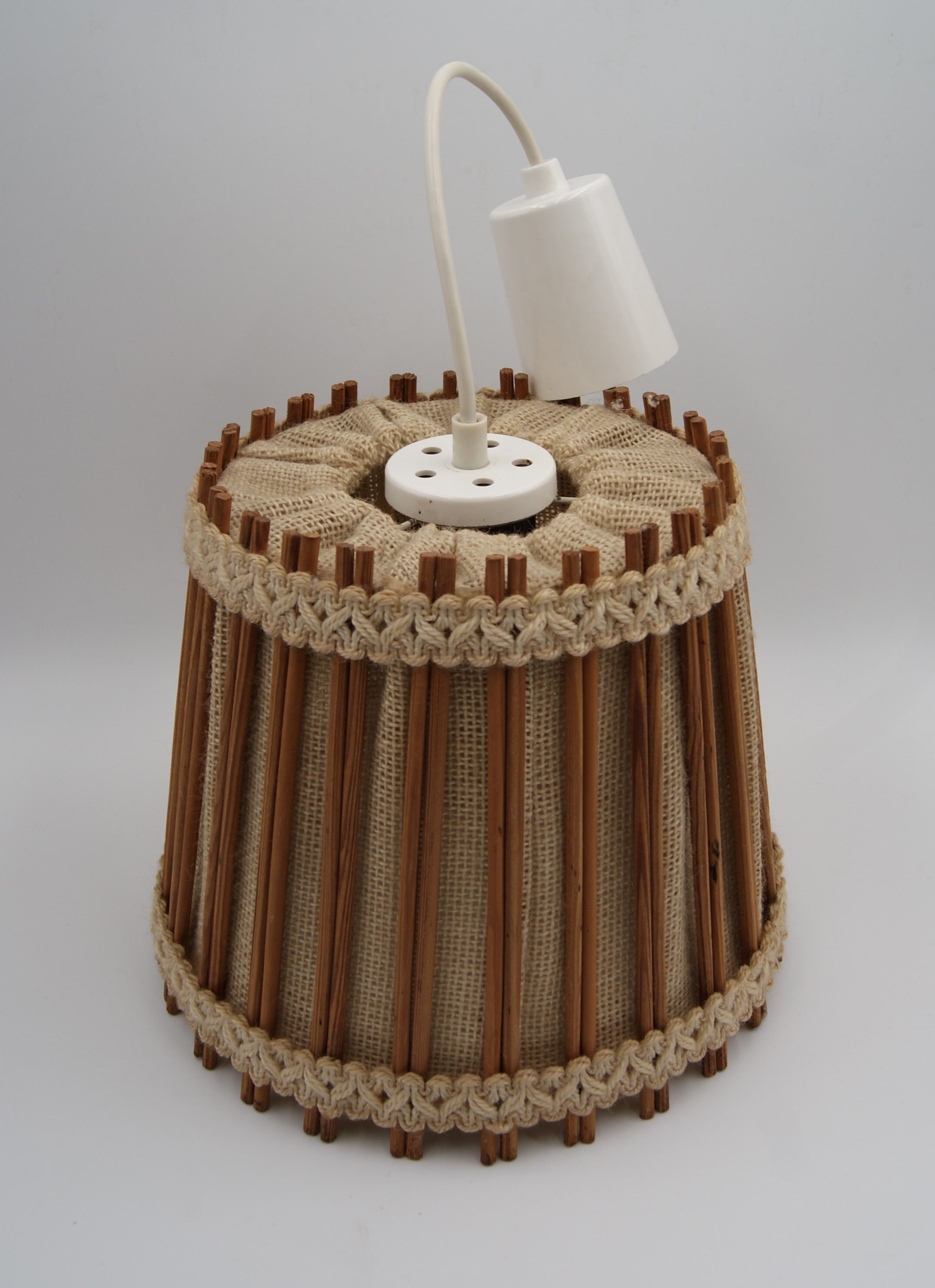 Vintage wood canvas pendant lamp