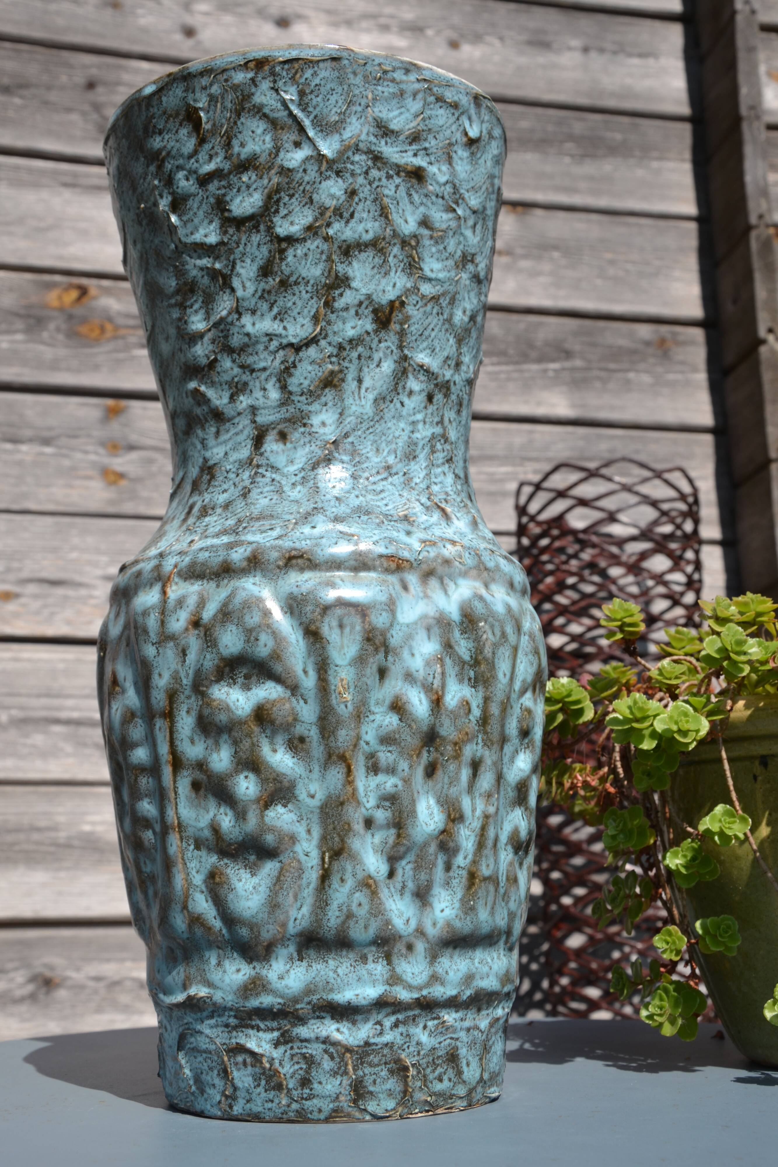 Large Vallauris vase "sea foam" H 41.5 cm