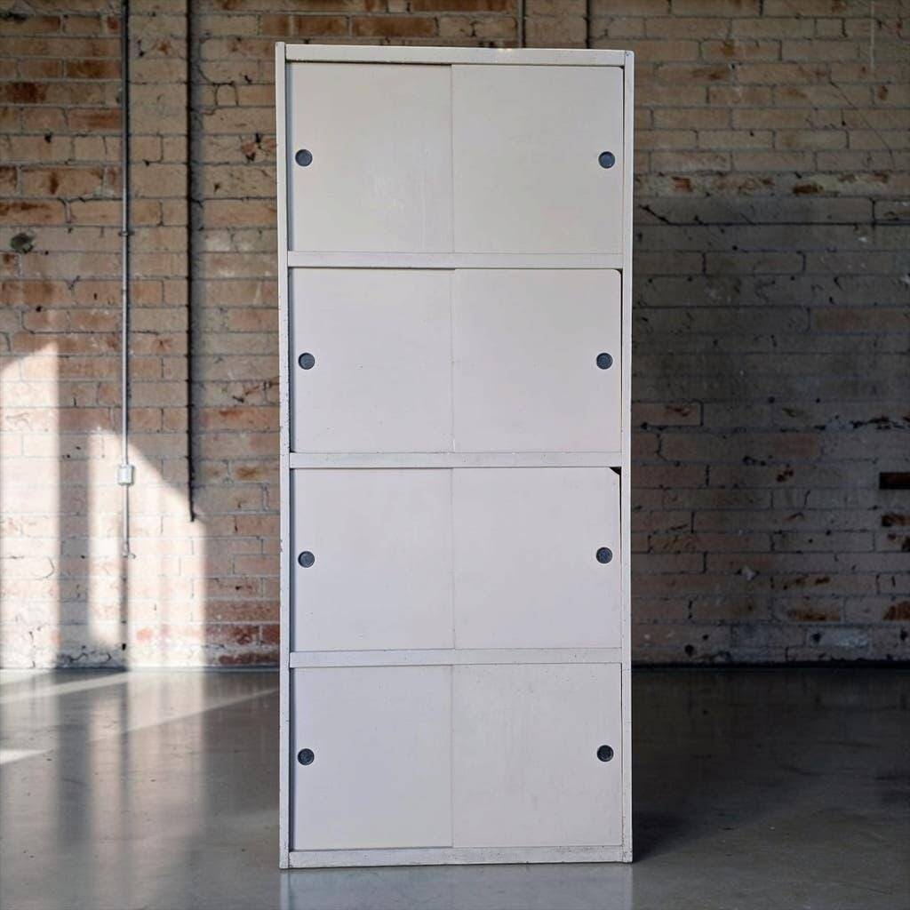 Light taupe vintage cabinet with sliding doors KEWLOX