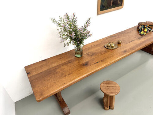 Monastery table in solid oak, 350 cm, circa 1900.