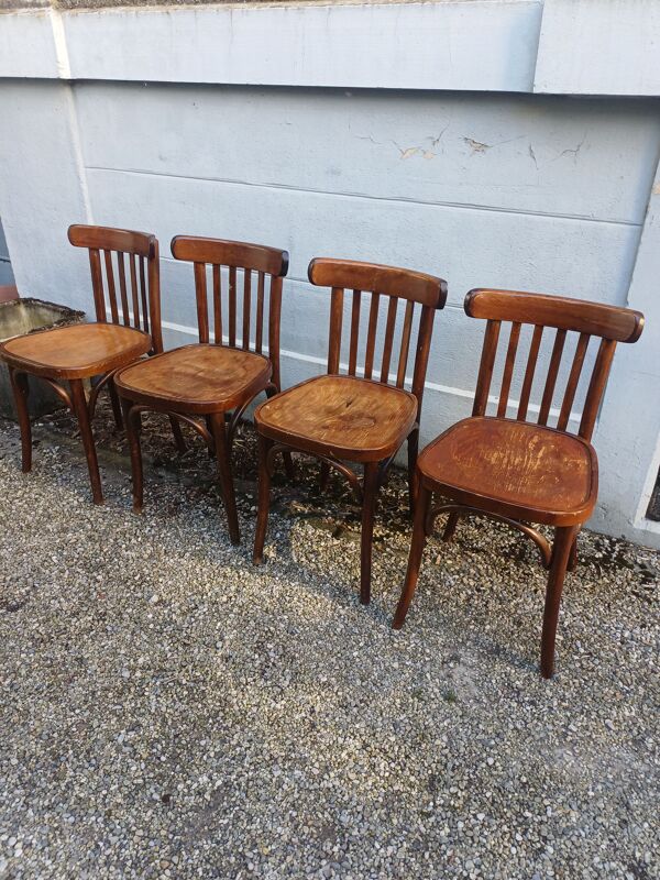 Série de 4 chaises bistrot type Thonet, Fischel, Baumann