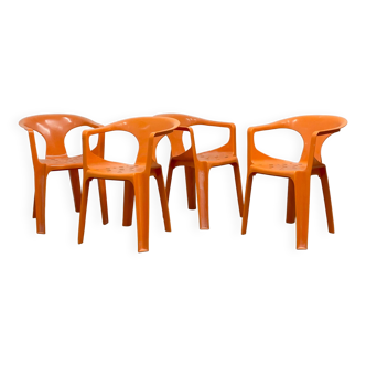 4 chaises "Fauteuil 300", Henry Massonet, Stamp, 1972
