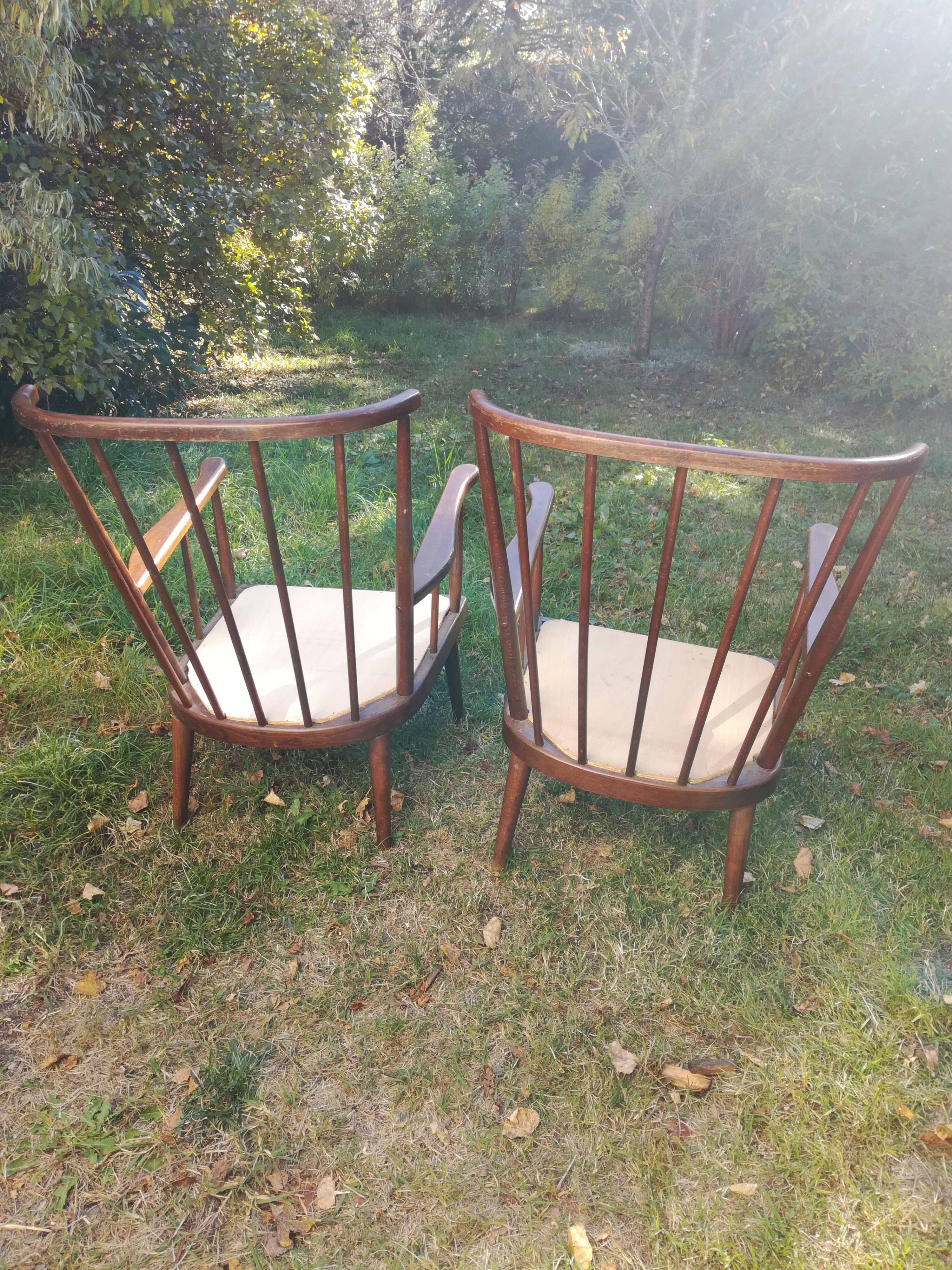 Pair of Baumann fan armchairs