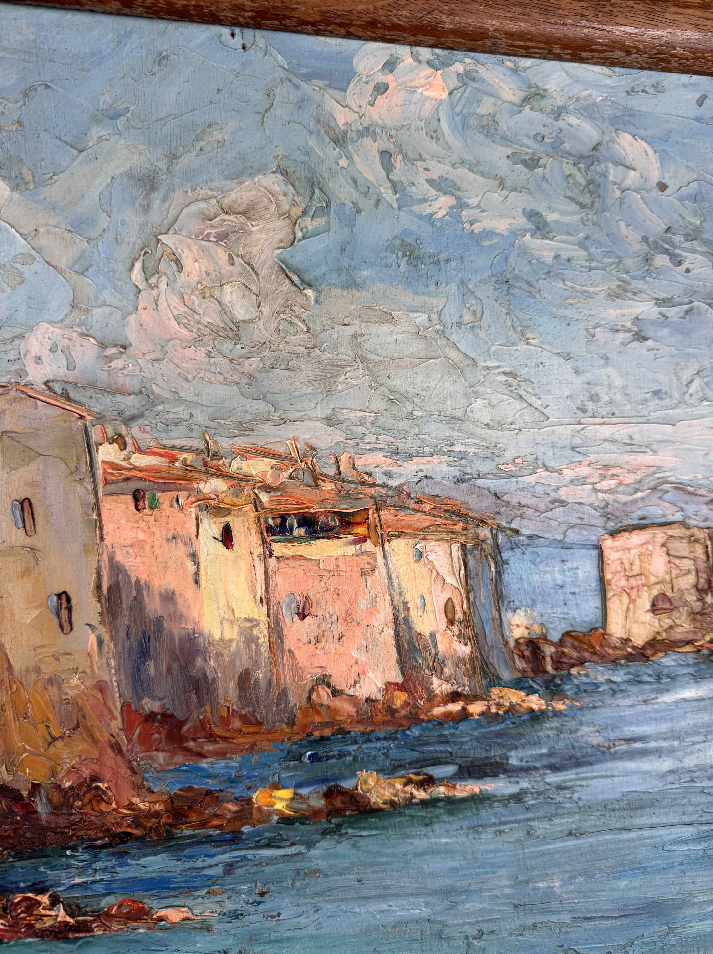 Saint Tropez Oil On Panel Signed By Zicca XX Eme