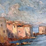 Saint Tropez Oil On Panel Signed By Zicca XX Eme