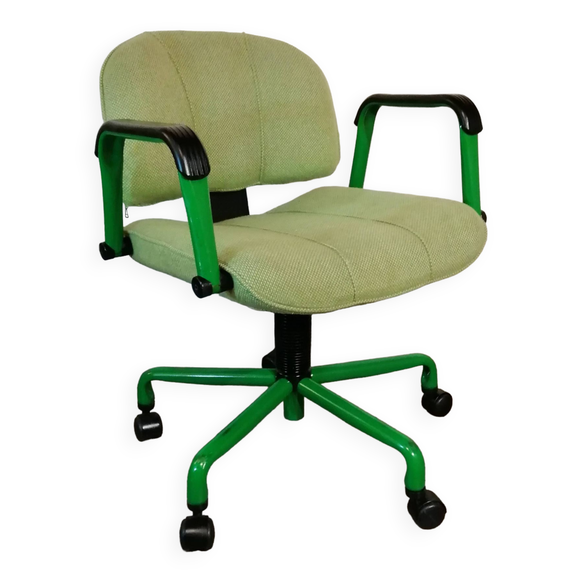Steelcase green office armchair with 5-star design base, vintage 1970