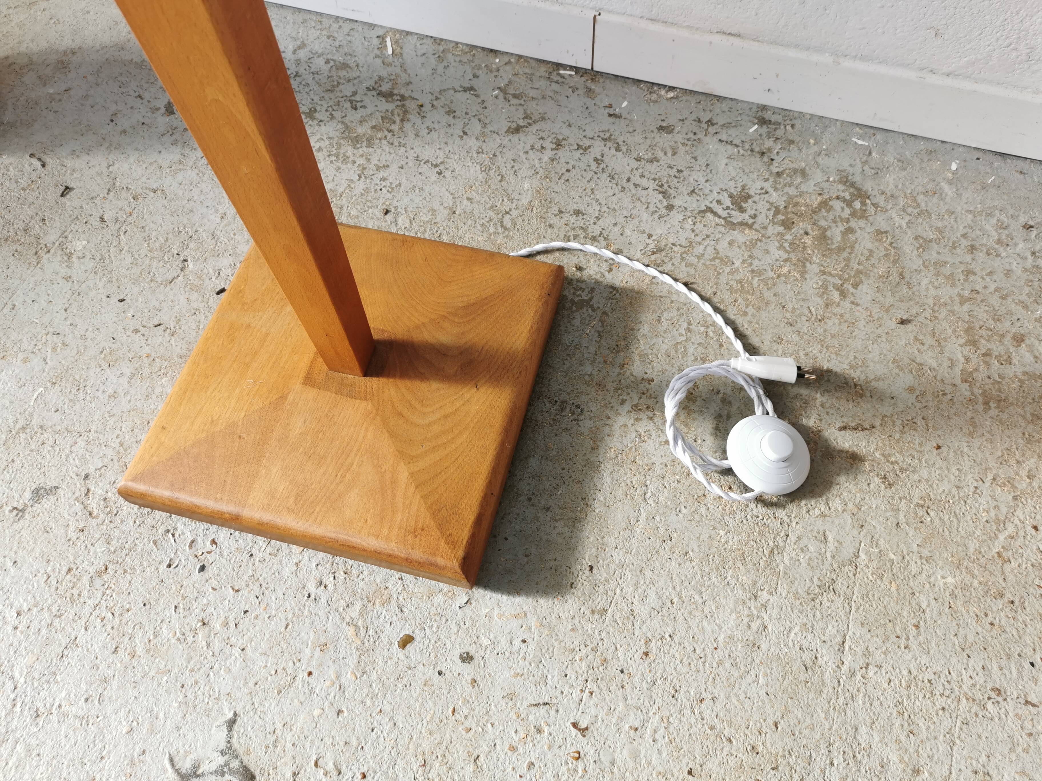 Art deco floor lamp Mazda chrome opaline wood