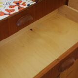 Console, Scandinavian shelf to place or wall in teak and Josef Frank pattern paper