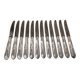 12 silver-plated metal table knives by the silversmith Ravinet Denfert, Empire style, model 81.