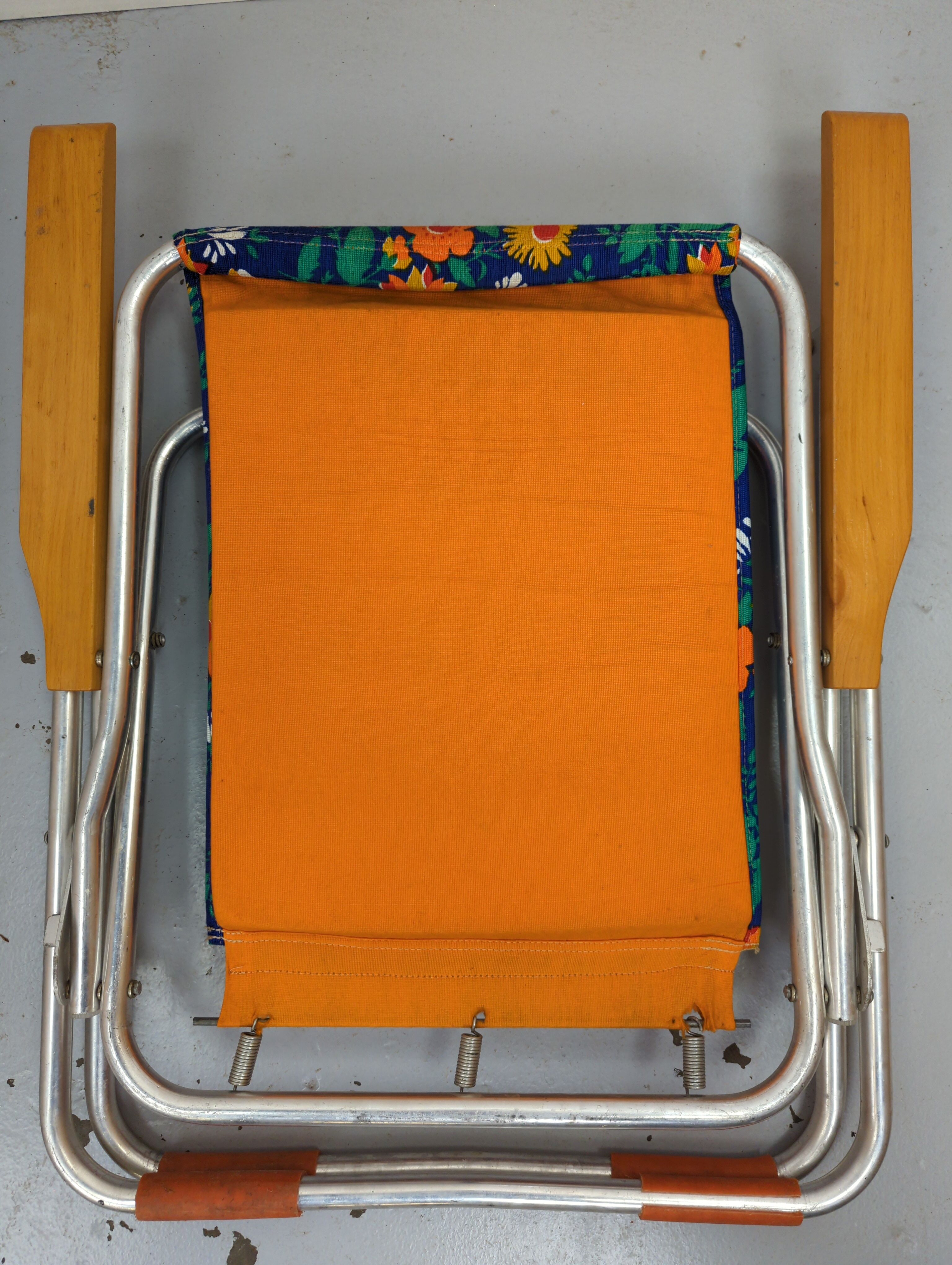 Pair of folding armchairs vintage camping Pouch DDR flowery