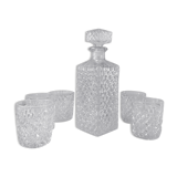Set of whisky decanter and its 5 glasses