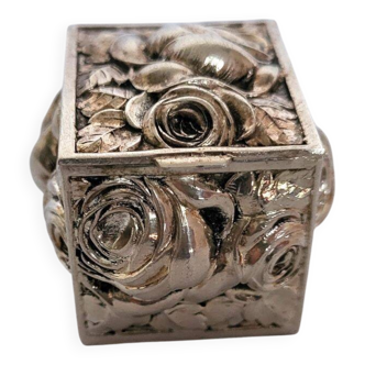 Silver Plated Repousse Personal Ashtray Rich Decorated with Roses
