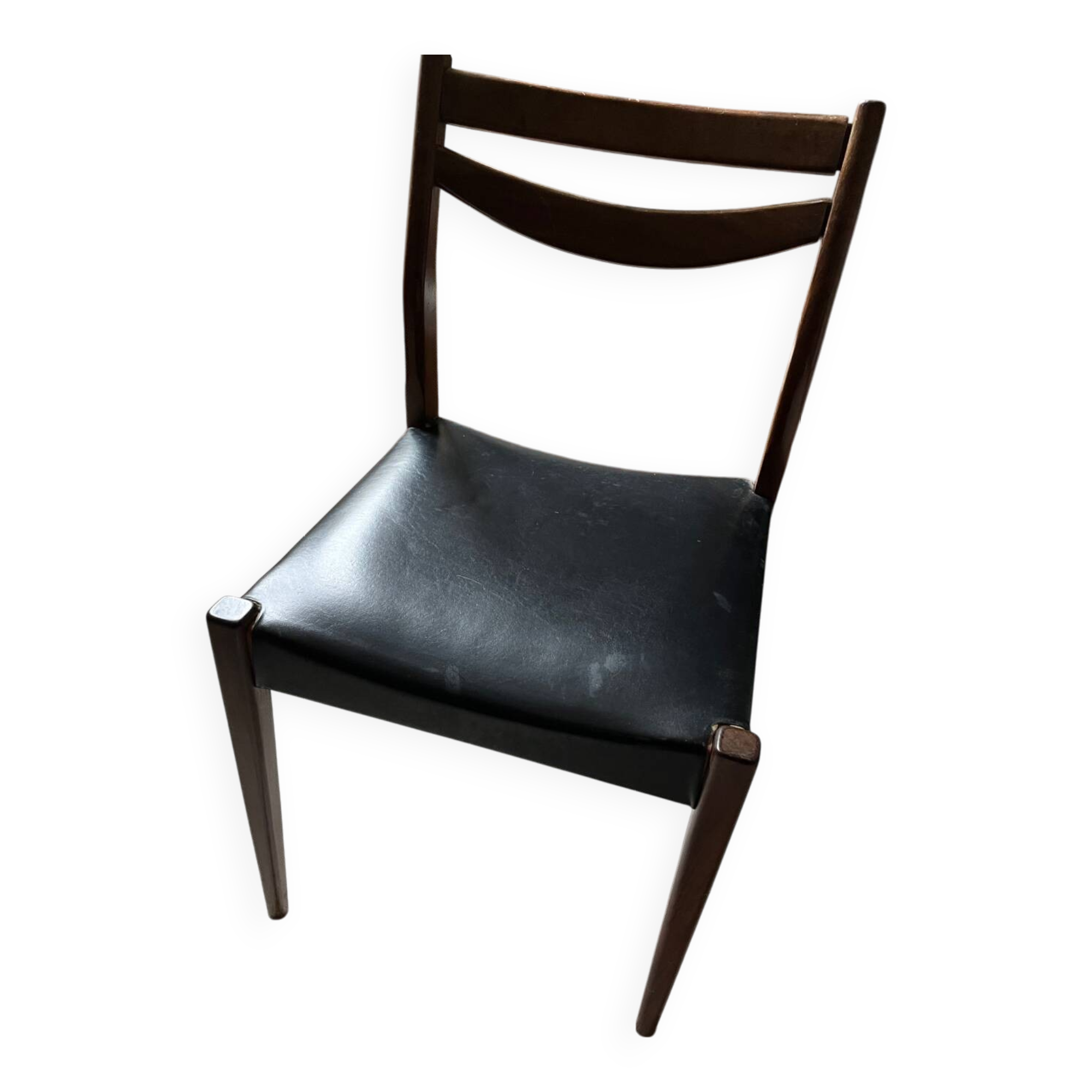 Scandinavian teak and leatherette chair