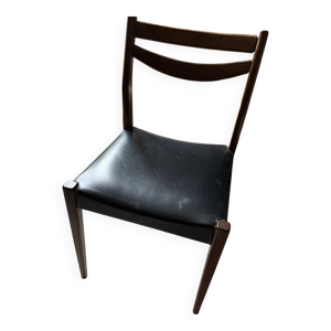 Chaise scandinave teck - simili cuir