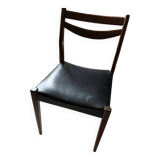 Scandinavian teak and leatherette chair