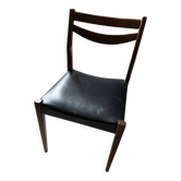 Chaise scandinave teck simili cuir