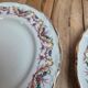 Set of 4 dessert plates French porcelain Digoin romantic floral gold decoration